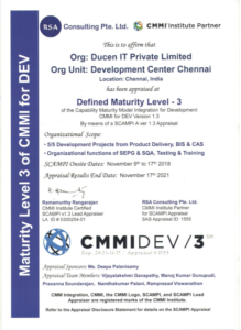 CMMI V1.3 Certificate